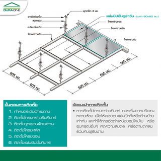 แผ่นยิปซัมดูร่า ไอออนพลัส 60x60x0.8 ลายดอกพุด