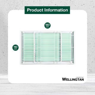 WELLINGTAN หน้าต่างอะลูมิเนียมติดเหล็กดัด บานเลื่อน SFS(D) ICWG1811-3P 180x110ซม. สีขาว พร้อมมุ้ง