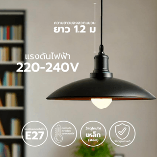 EILON โคมไฟแขวนเพดาน ขั้วE27 รุ่น CDD2023-828 สีดำ