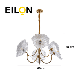 EILON โคมไฟเพดานคริสตัลทรงดอกไม้ LED 36W ขั้ว 6*E14 แสงคูลไวท์ รุ่น TYD037/6 GOLD