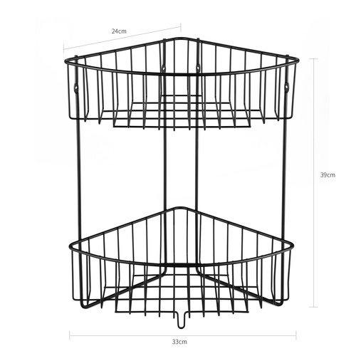 Iris ตะแกรงชั้นวางของอเนกประสงค์เข้ามุม 2 ชั้น รุ่น แมมบา PQS-TQ-211 ขนาด 33x24x39 ซม.สีดำ