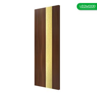 LEOWOOD ประตูปิดผิวเมลามีน iDoor Premium Metal Line เส้นใหญ่/สีทอง 1เส้น 80x200ซม. สีวอลนัท