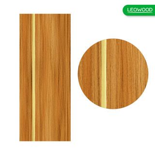 LEOWOOD ประตูปิดผิวเมลามีน iDoor Premium Metal Line เส้นกลาง/สีทอง 1 เส้น 80x200ซม. BRAZILIAN TEAK