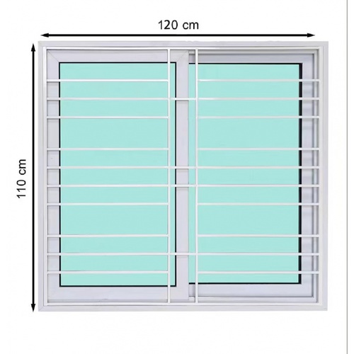 WELLINGTAN หน้าต่างไวนิลบานเลื่อน SS ขนาด 120x110ซม. สีขาว  มีเหล็กดัด พร้อมมุ้ง