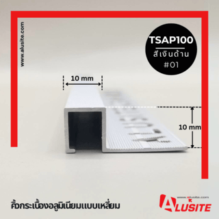 Alusite คิ้วอลูมิเนียมแบบเหลี่ยม 10 มม. ยาว 2 เมตร รุ่น TSAP100 สีีเงินด้าน