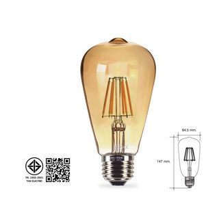 HI-TEK หลอดไฟ LED วินเทจกระจกสีชาทอง E27 4W