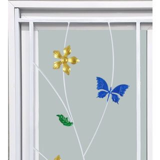 WINDOW ASIA (ECO 60-100) หน้าต่าง UPVC บานเลื่อน SS+เหล็กดัดลายผีเสื้อ (color) 120X110 ซม. สีขาว พร้อมมุ้ง