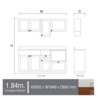 KITZCHO ชุดคอมแพค 1.84 เมตร DESIGN 1 KEC-ZOR-C-FL-0A184-TK สีสัก