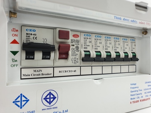 CEO เครื่องตัดไฟฟ้าอัตโนมัติ 6 ช่อง 63A กันดูด