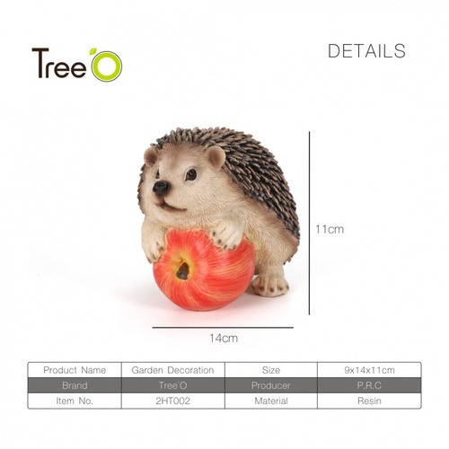 Tree O ตุ๊กตาตกแต่งสวน เม่นน้อย รุ่น 2HT002 ขนาด9.5x14x11.5ซม.สีน้ำตาล