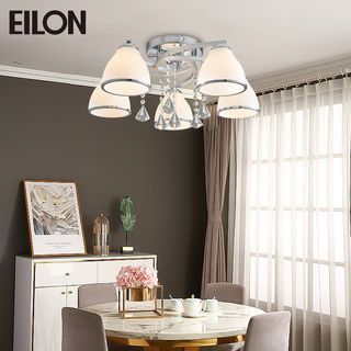 EILON โคมไฟติดเพดาน 5 หัว ขั้ว E27 ขนาด 55*55*22cm รุ่น WX302/5 สีโครเมียม-ขาว