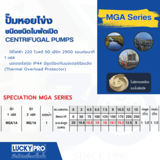 LUCKY PRO ปั้มหอยโข่ง 1Hp 1/2 รุ่น LP-MGA/1