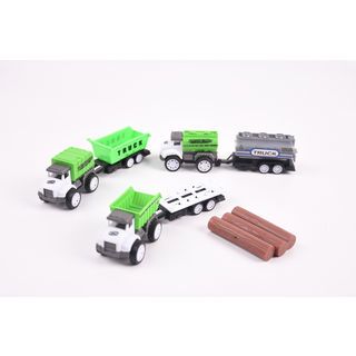 TOYS ของเล่นชุดรถพ่วงแทรคเตอร์ขนของ บรรจุ3คัน สีเขียว#99841-60(22x4.5x20.5ซม.)
