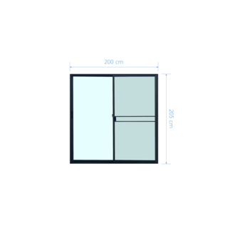 WELLINGTAN (LIKE) ประตูอะลูมิเนียม บานเลื่อน SS W-AL/008 BL 200x205ซม. สีดำ พร้อมมุ้ง