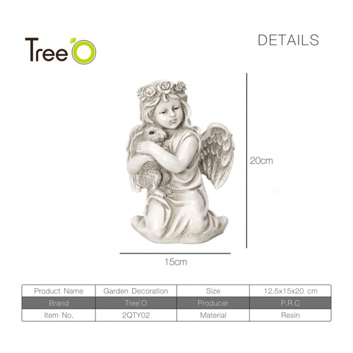 Tree O ตุ๊กตาตกแต่งสวน นางฟ้า รุ่น 2QTY02 ขนาด12.5x15x20ซม. สีขาว