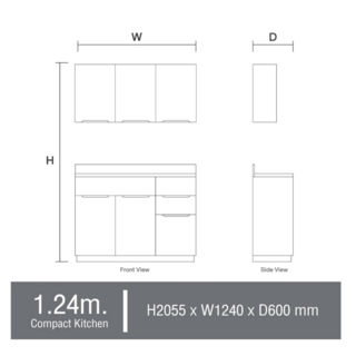 KITZCHO ชุดครัวสำเร็จรูป Zense 1.24M. Set.B ZER-C-FT-0B124-TK สีสัก