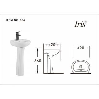 Iris อ่างล้างหน้าแบบแขวนผนังพร้อมขาตั้งแบบยาว รุ่น ออสก้า IR-934