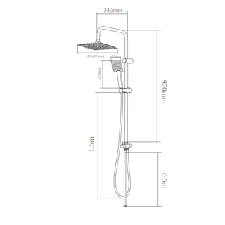 Verno ชุดฝักบัวเรนชาวเวอร์สเตนเลสหัวเหลี่ยม  รุ่น เบอร์ลิน LD-0622   สีดำ