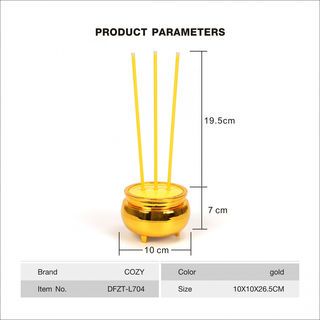 COZY ชุดกระถางธูปไฟฟ้า LED 3 ดอก ใช้ถ่าน DFZT-L704 ขนาด 10x10x26.5 cm. สีทอง