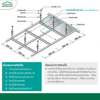 แผ่นยิปซัมดูร่า ไอออนพลัส 60x60x0.8 ลายเฟื่องฟ้า