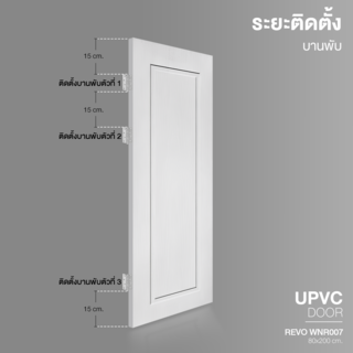 WELLINGTAN ประตูยูพีวีซี บานทึบลูกฟัก (สำหรับใช้งานภายนอก) REVO WNR007 80x200ซม. สีขาว (ไม่เจาะรูลูกบิด) WNR007 สีขาว