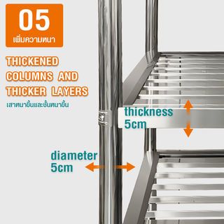 CLOSE ชั้นวางของอเนกประสงค์สเตนเลส 3 ชั้น 120x50x115 ซม. CROSS-3L