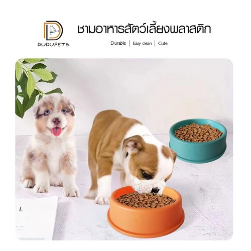 DUDUPETS ชามอาหารสัตว์เลี้ยงพลาสติก 18.5x21x6ซม. รุ่น SPICY-03 สีส้ม