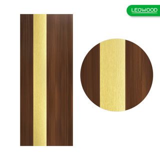 LEOWOOD ประตูปิดผิวเมลามีน iDoor Premium Metal Line เส้นใหญ่/สีทอง 1เส้น 80x200ซม. สีวอลนัท