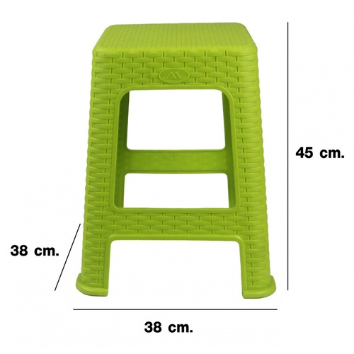 FREEZETO FREEZETO เก้าอี้พลาสติกทรงเหลี่ยม ลายหวาย รุ่น แบมบู FT-232/A สีเขียว FT-232/A สีเขียว