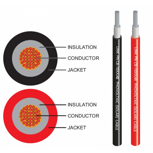 LINK สายไฟโซล่าเซลล์ 4 mm2 รุ่น CB-5054B-10 10เมตร สีดำ