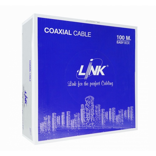 LINK สายเคเบิ้ล  CCTV RG6 มีสายไฟ (100 M./Box) รุ่น CB-0106AWA-1 สีดำ