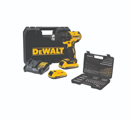 DEWALT สว่านกระแทกไร้สาย ไร้แปรงถ่าน 13มม. 20V รุ่น DCD7781D2A-B1 พร้อมแบตเตอรี่ 2.0Ah 2 ก้อนและชุดดอกสว่าน 109 ชิ้น