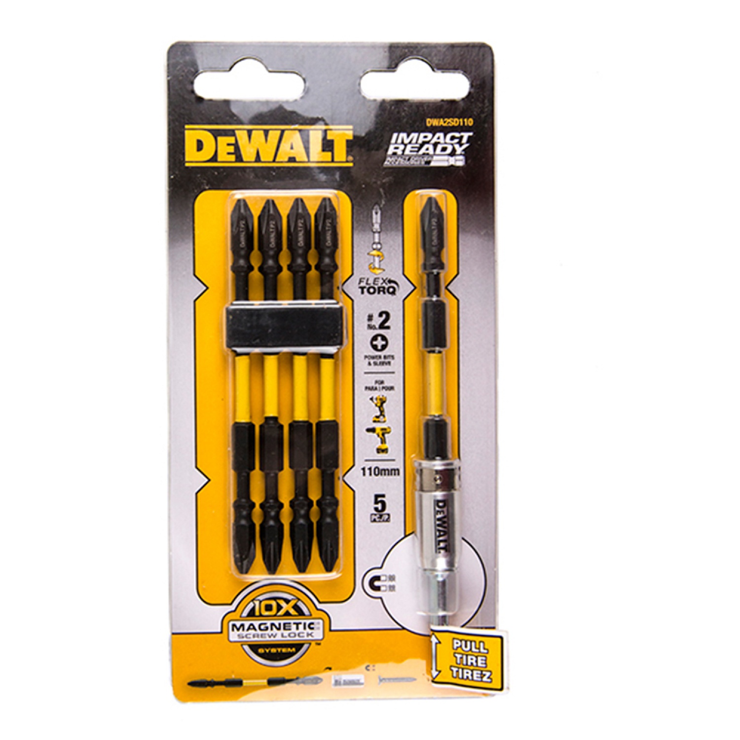 DEWALT ชุดดอกไขควง 110 มม. PH2 รุ่น DWA2SD110 (5 ชิ้น) 