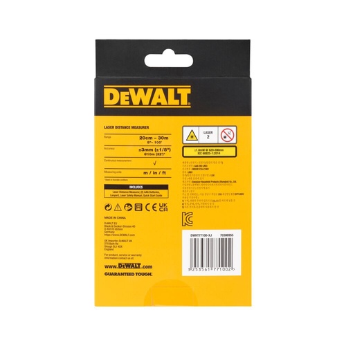 DEWALT เลเซอร์วัดระยะ 30 เมตร DWHT77100-XJ