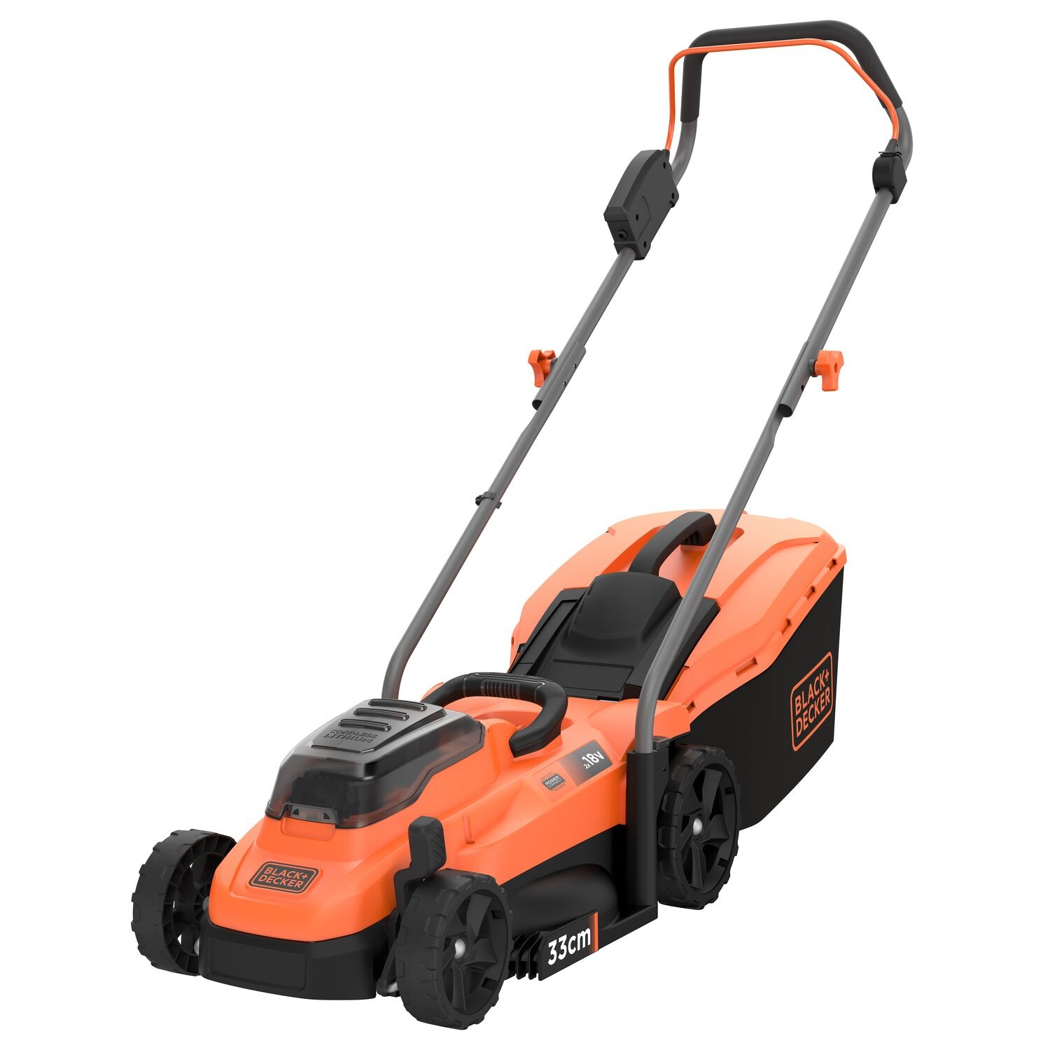 BLACK+DECKER รถตัดหญ้าไร้สาย 18V BCMW33184L2-QW พร้อมแบตเตอรี่ 2 ก้อน