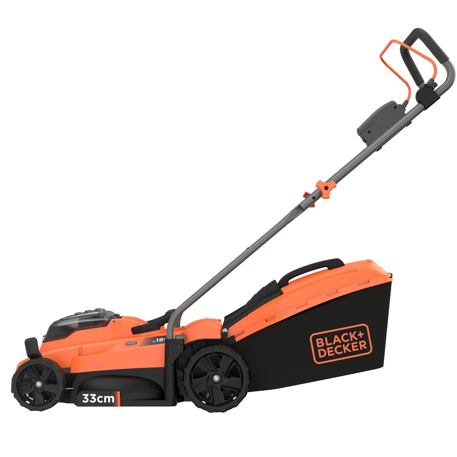 BLACK+DECKER รถตัดหญ้าไร้สาย 18V BCMW33184L2-QW พร้อมแบตเตอรี่ 2 ก้อน