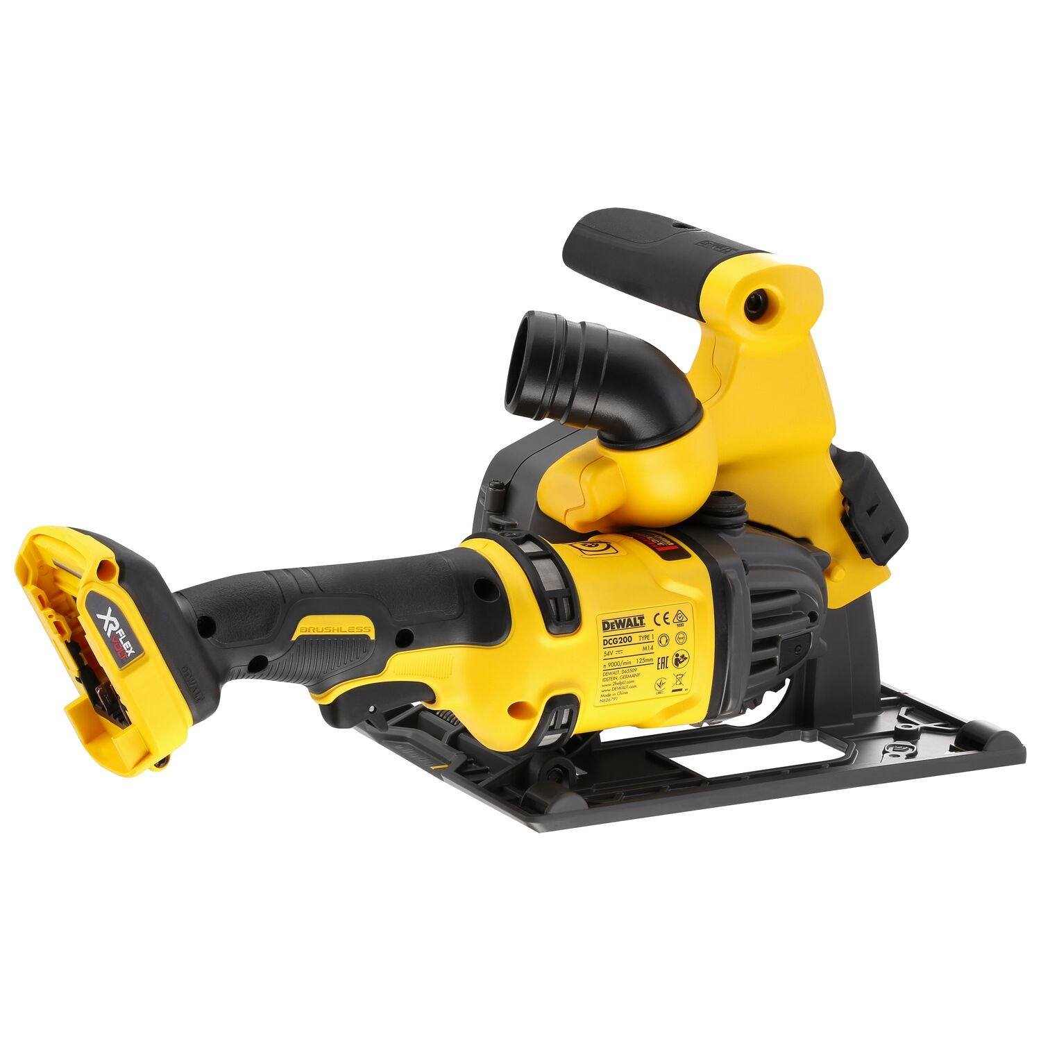 DEWALT เครื่องกรีดผนังไร้สายไร้แปรงถ่าน 54V(60V Max) Flexvolt 125มม. DCG200NT-XJ (เฉพาะตัวเครื่องพร้อมกล่อง TSTAK)