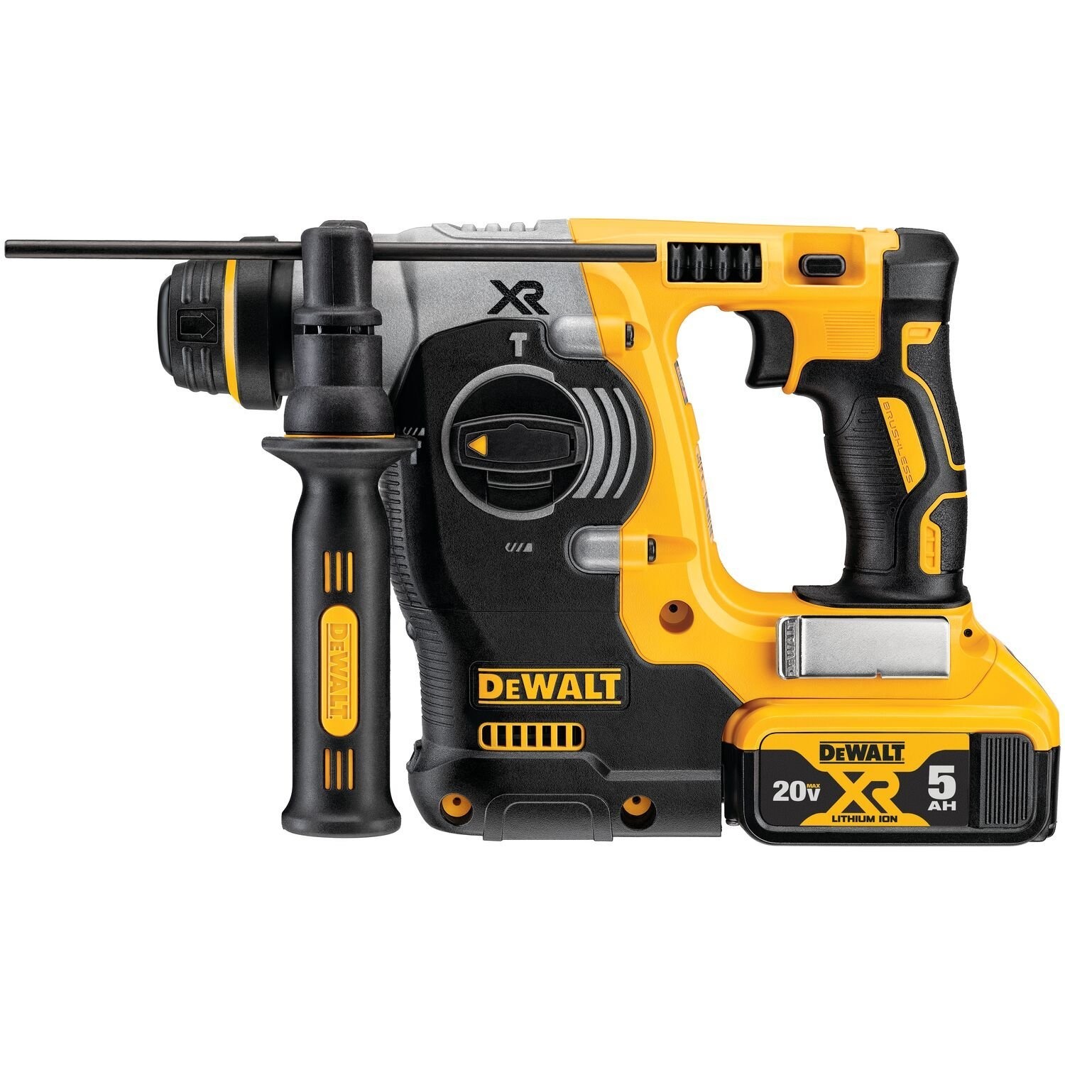 DEWALT สว่านโรตารี่ไร้สายไร้แปรงถ่าน SDS-Plus 20VMax 26มม. DCH273P1T-B1 พร้อมแบตเตอรี่ 5.0AH กล่องพลาสติก