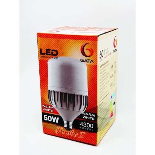 GATA หลอดไฟ Bulb LED E27 50W ฝาขุ่น แสงวอร์มไวท์