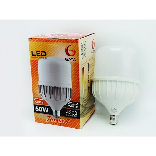 GATA หลอดไฟ Bulb LED E27 50W ฝาขุ่น แสงวอร์มไวท์