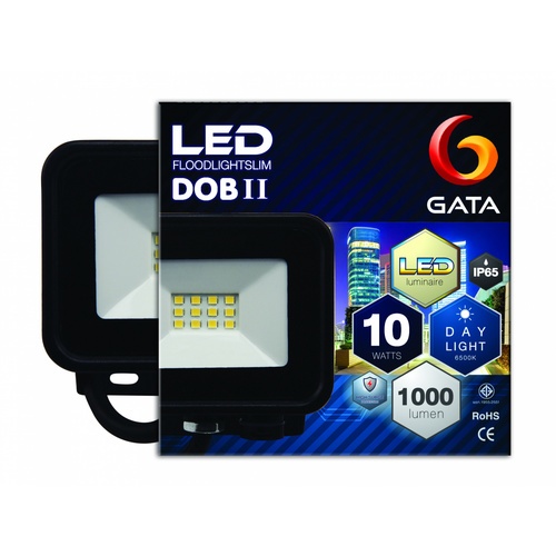 GATA โคมฟลัดไลท์ LED 10W แสง Daylight (สว่างพิเศษ) สีดำ