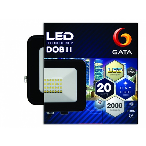 GATA โคมฟลัดไลท์ LED 20W แสง Daylight (สว่างพิเศษ) สีดำ