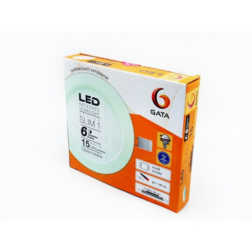 GATA โคมดาวไลท์ LED แบบฝังฝ้าหน้ากลม ขอบสีขาว 6นิ้ว 15W รุ่น Slim1  แสงวอร์มไวท์