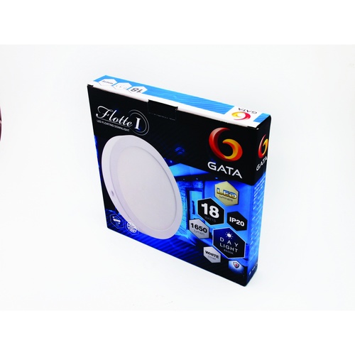 GATA โคมดาวไลท์ LED แบบติดลอยหน้ากลม ขอบสีขาว 8 นิ้ว 18W แสงเดย์ไลท์ สีขาว