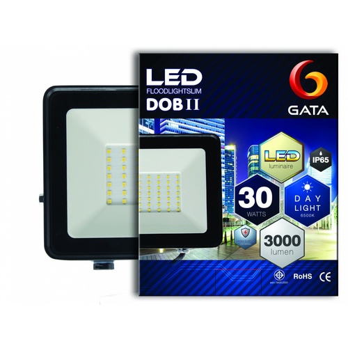 GATA โคมฟลัดไลท์ LED 30W รุ่น Slim แสงเดย์ไลท์ สีดำ