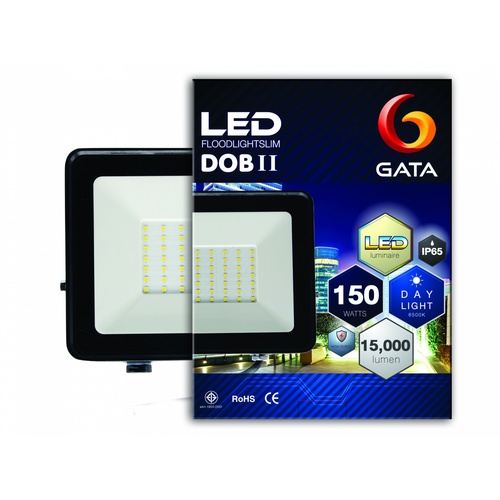 GATA โคมฟลัดไลท์ LED 150W  เดย์ไลท์ ทรงสลิม สีดำ