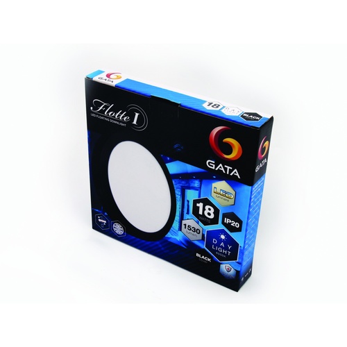 GATA โคมดาวไลท์ LED แบบติดลอยหน้ากลม ขอบสีดำ 8 นิ้ว 18W แสงเดย์ไลท์ สีดำ