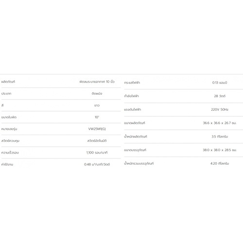 HATARI พัดลมระบายอากาศติดผนัง 10 นิ้ว VW25M1(G)