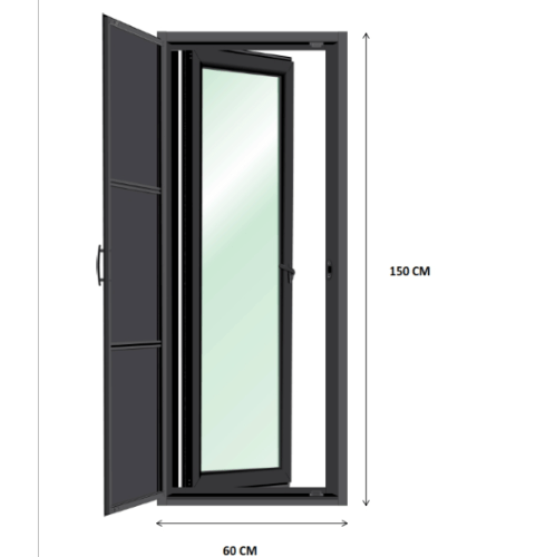 3G (X-Serie) หน้าต่างอะลูมิเนียม บานเปิด 60x150ซม. สีดำเงา พร้อมมุ้ง