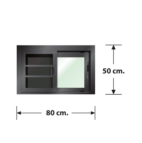 3G (PS) หน้าต่างอะลูมิเนียม บานเลื่อน SS 80x50ซม. สีดำ พร้อมมุ้ง